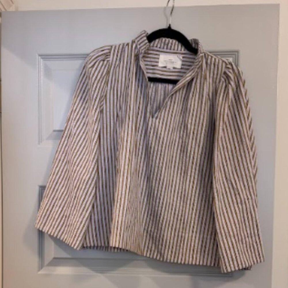 Tuckernuck Pomander Place Lilac Stripe Phillipa Blouse (Selling Shorts, Too!)